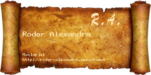 Roder Alexandra névjegykártya